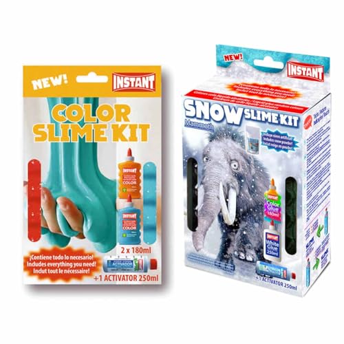 Duo de Kit para hacer su Slime Snow – Tema MAMOUTH & Mini kit para hacer su limo pegamento blanco color - Instant