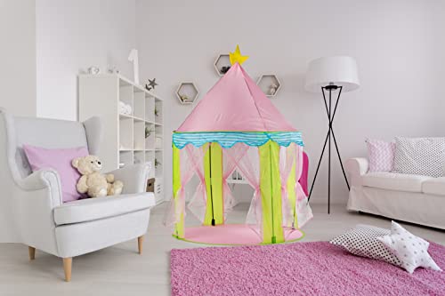 ECARTYA Pack Tienda Campaña Infantil de niña + Disfraz de Princesa + Luces de Estrella. Casita Infantil para Juegos de Niña Interior y Exterior. Castillo Princesas Disney para Niñas de 1-6 Años.