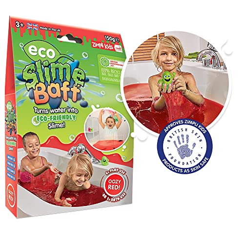 Eco Slime Baff Red de Zimpli Kids, 1 Paquete de baño o 6 usos de Juego, Convierte el Agua en Gooey Slime, Juguete sensorial y baño para niños, Regalo Biodegradable Certificado