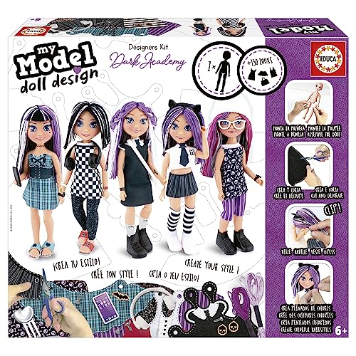 Educa - My Model Doll Design Dark Academy Fashion Style. Kit para convertirte en diseñador y Estilista. Manualidad para niños a Partir de 6 años (19827)