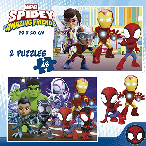 Educa - Set de 2 puzzles infantiles con 48 piezas de cartón | Spidey & Amazing Friends, Marvel. A partir de 4 5 6 años (19678)