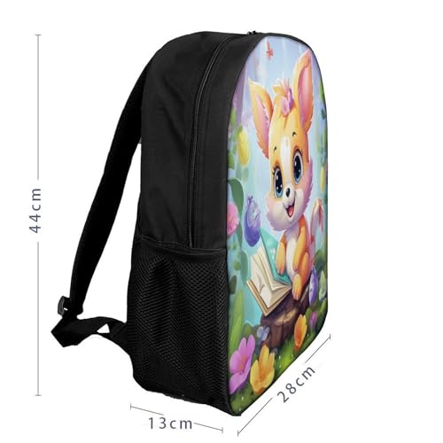 EICOFF Mochila Escolar De Leyendo al pequeño zorro En 3D Mochilas Escolares Para Niños Estudiantes De Primaria Y Secundaria Infantil Ajustar Con Bolsillos Laterales Bolsa De Viaje 17inch