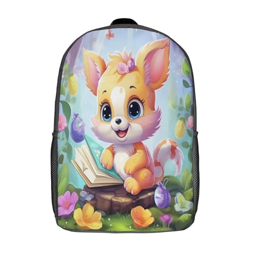 EICOFF Mochila Escolar De Leyendo al pequeño zorro En 3D Mochilas Escolares Para Niños Estudiantes De Primaria Y Secundaria Infantil Ajustar Con Bolsillos Laterales Bolsa De Viaje 17inch