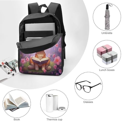 EICOFF Mochila Escolar De Pequeño zorro leyendo un libro En 3D Mochilas Escolares Para Niños Estudiantes De Primaria Y Secundaria Infantil Ajustar Con Bolsillos Laterales Bolsa De Viaje 17inch