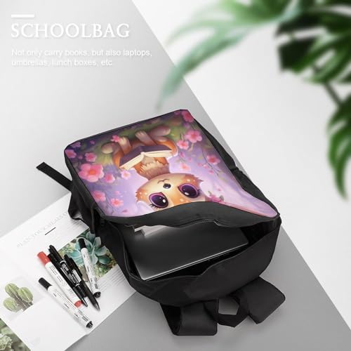 EICOFF Mochila Escolar De Pequeño zorro leyendo un libro En 3D Mochilas Escolares Para Niños Estudiantes De Primaria Y Secundaria Infantil Ajustar Con Bolsillos Laterales Bolsa De Viaje 17inch