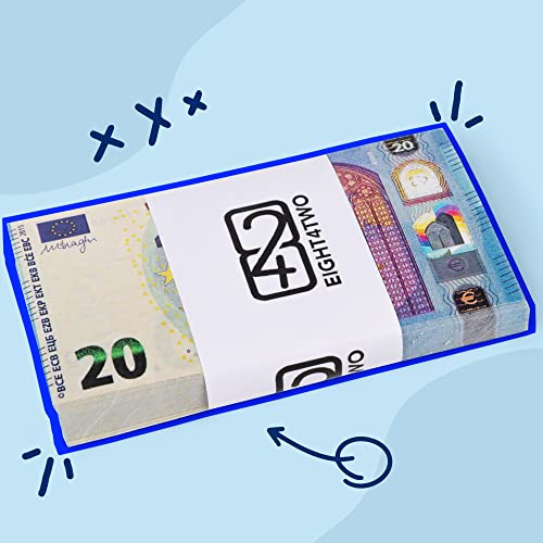 EIGHT4TWO® 100 x € 20 Dinero Juguete - Billetes de 20 Euros Falsos al 125% Dinero Real - Billetes Euros Falsos para Jugar - Fake Money - Billetes de Juguete no es Dinero Real (100x20€ - 125%%)