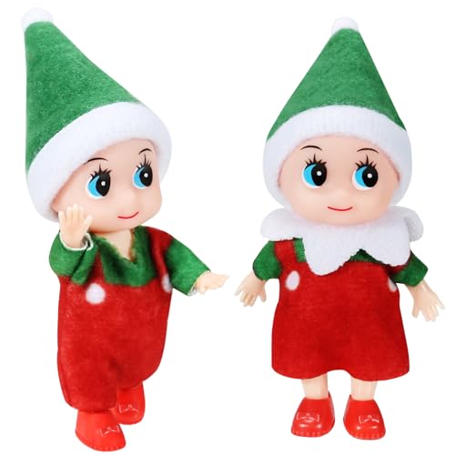 EKKONG Elfo Navidad Muñeco Elfos de Navidad Travieso 2 Piezas Muñecos Navidad Decoracion para Niño Niña Juguete de Decoraciones Navideñas