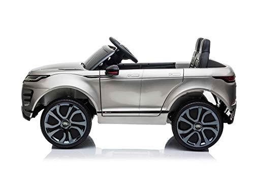 Eléctrico Ride-On Range Rover EVOQUE, pintado de gris, reproductor de MP3 con entrada USB, unidad 4x4, batería 12V10Ah, ruedas EVA, arranque con llave, control remoto Bluetooth 2.4 GHz, con licencia