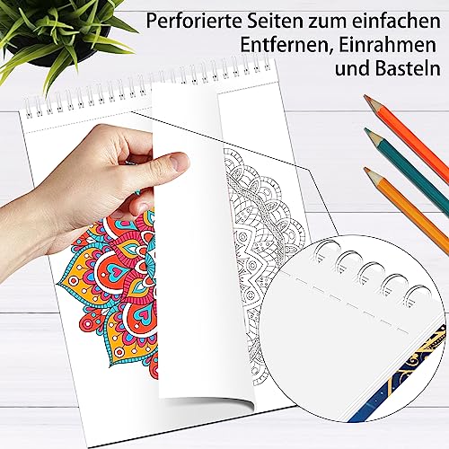 Elfew 2 piezas mandala libro para colorear para adultos, mandalas para adultos, 80+ diseños relajantes de mandala, alivia el estrés y relaja