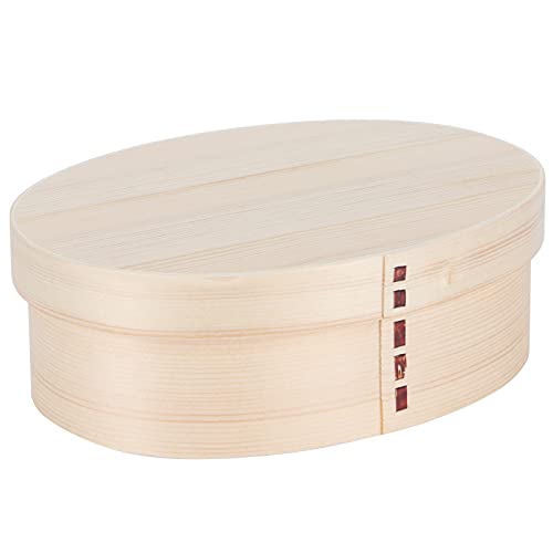 Emoshayoga Fiambrera de 17,5 x 13,5 cm, recipiente portátil para alimentos, caja de almacenamiento de sushi de madera con compartimento para trabajadores, escuelas (17,5 x 13,5 cm, ovalada de color