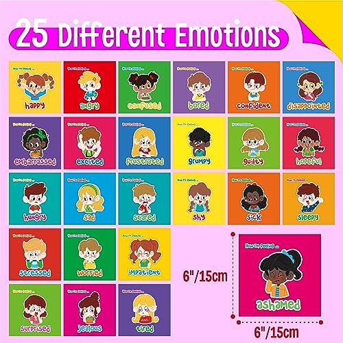 Emotions Flip Chart, 25 Diferentes Sentimientos con Habilidades de Afrontamiento: Aprende a Identificar Diversos Estados de Ánimo, Caras de Emociones en Forma de Dibujos Animados para Niños con TDAH