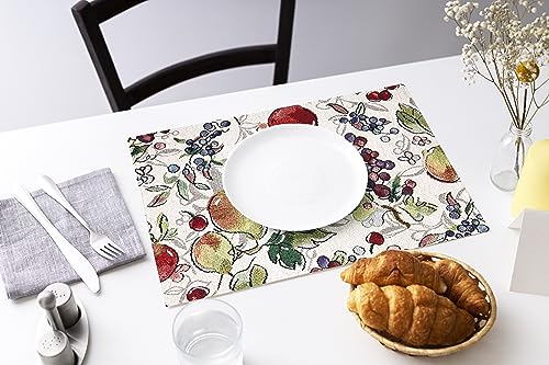 Encasa Homes Mantenigadores de Mesa de Comedor Juego de 4 - Fruta | Jacquard Tejido | Cada tamaño 48x32 cm | Decorativo para hogar, cafeterías, restaurantes y hoteles - Lavable a máquina