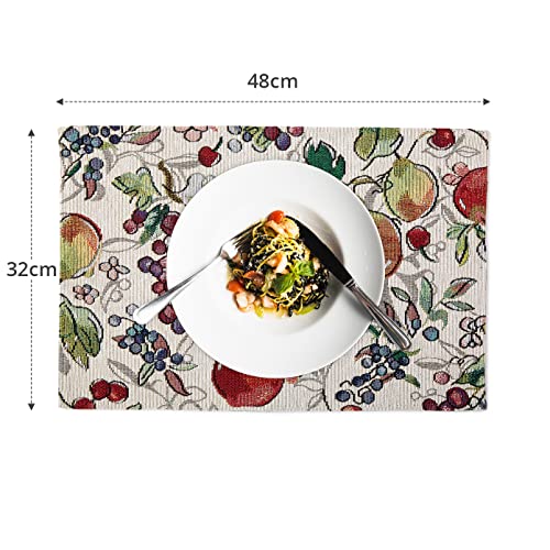 Encasa Homes Mantenigadores de Mesa de Comedor Juego de 4 - Fruta | Jacquard Tejido | Cada tamaño 48x32 cm | Decorativo para hogar, cafeterías, restaurantes y hoteles - Lavable a máquina