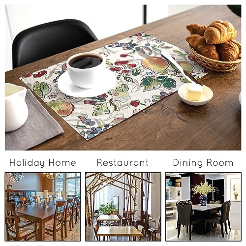 Encasa Homes Mantenigadores de Mesa de Comedor Juego de 4 - Fruta | Jacquard Tejido | Cada tamaño 48x32 cm | Decorativo para hogar, cafeterías, restaurantes y hoteles - Lavable a máquina