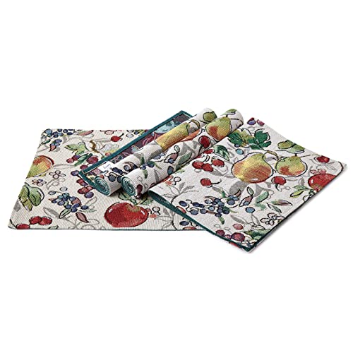 Encasa Homes Mantenigadores de Mesa de Comedor Juego de 4 - Fruta | Jacquard Tejido | Cada tamaño 48x32 cm | Decorativo para hogar, cafeterías, restaurantes y hoteles - Lavable a máquina