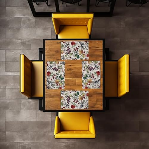 Encasa Homes Mantenigadores de Mesa de Comedor Juego de 4 - Fruta | Jacquard Tejido | Cada tamaño 48x32 cm | Decorativo para hogar, cafeterías, restaurantes y hoteles - Lavable a máquina