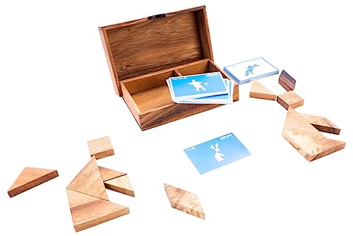 Engelhart - 350100 - Tangram Doble de Madera - Juego ecológico de Madera - 1 y 2 Jugadores - Dimensiones: 4 x 19,2 x 12,5 cm - a Partir de 4 años