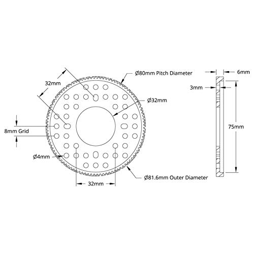 Engranaje de aluminio del estímulo, engranaje de espolón de 100 dientes ahorrar espacio ahorrar peso mano de obra exquisita para el engranaje MOD 0.8