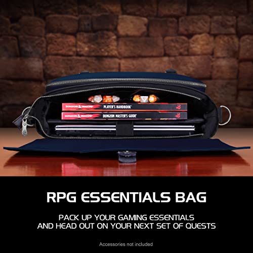 ENHANCE Edición coleccionista RPG Player's Essentials DND Bag – Dragon Hide Outdoor Messenger Bag se adapta a 2-4 libros, con ranura para portátil de 17 pulgadas, correas Battlemap (azul dragón)