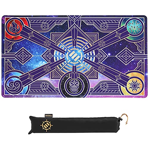 ENHANCE TCG Playmat - Alfombra de Juego MTG Con Bordes Cosidos, Superficie Lisa Y Bolsa De Viaje Con Cordón - Compatible con MTG, YuGiOh, Pokemon, El señor de los anillos y otros TCG y LCG - Estrellas