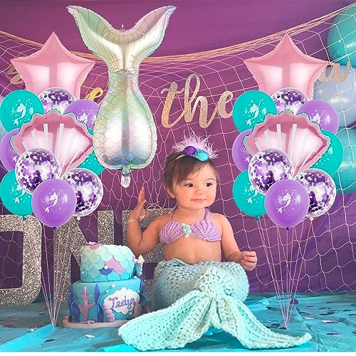 ENLACE Juego de 23 globos de sirena para decoración de cumpleaños, globos de sirena, globos de papel de aluminio, decoraciones para fiestas de cumpleaños para niños