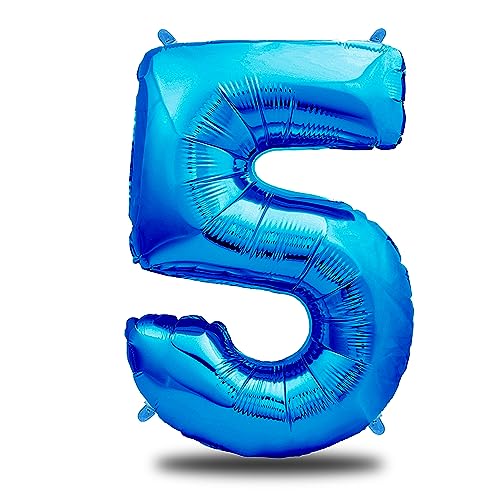 envami® Globos de Cumpleãnos 5 Azul I 101 CM Globo 5 Años I Globo Numero 5 I Decoracion 5 Cumpleaños Niños I Globos Numeros Gigantes Para Fiestas I Vuelan con Helio