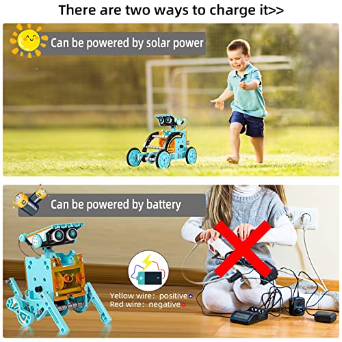 EPPO Kit de Robot Solar Stem, Juguetes 12 en 1, Juego de experimentos de Ciencia de construcción educativa, Regalos para niños, niñas, Regalos para niños de 8, 9, 10, 11, 12 y 13 años (Gris) (Azul)