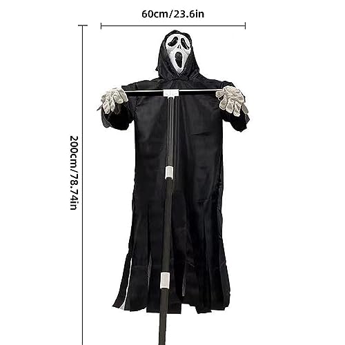 Espantapájaros fantasma volador, 35 20 10 cm Fantasma de la muerte colgante aterrador de Halloween, diseño desmontable Espantapájaros de grito Fantasma gritador, Parca Bruja de pesadilla Bruja de