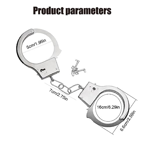Esposas de Metal con 2 Llave, Esposas Policia Profesionales del Juguete Falso Accesorios de Disfraz Juegos de Roles Esposas Juguete Niños Profesional Policiales Reales Juguete de Juego Rol Policía