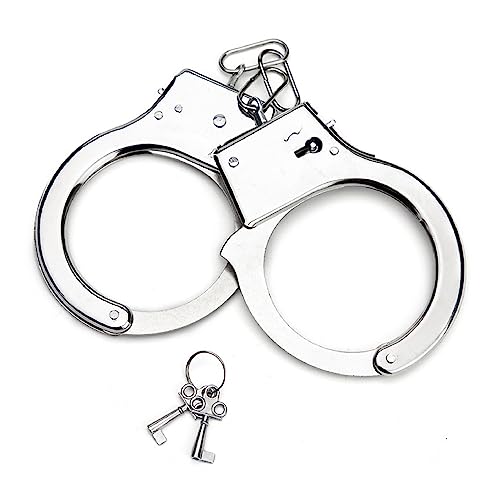 Esposas de Metal con 2 Llave, Esposas Policia Profesionales del Juguete Falso Accesorios de Disfraz Juegos de Roles Esposas Juguete Niños Profesional Policiales Reales Juguete de Juego Rol Policía