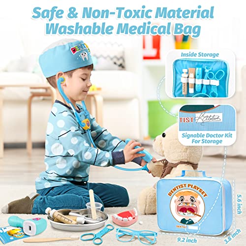 Esriptoyz Maletin Medicos Doctora Juguete para Niños, Doctora Kit con Estetoscopio Juego de Imitacion rol Regalos para Niñas Ninos 3 4 5 6 Años (Azul)