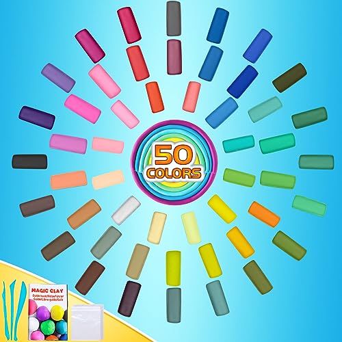 ESSENSON Arcilla Polimerica Secado al Aire - 50 Colores Plastilina Arcilla para Modelar de Secado al Aire para Niños, Regalo para Niños y Niñas de 3 a 12 Años