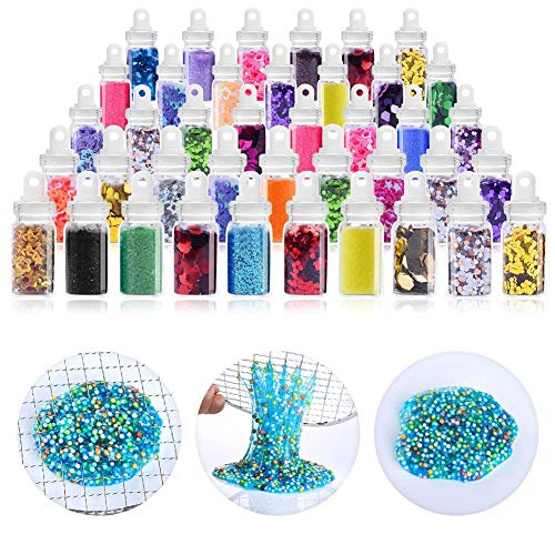 ESSENSON DIY Slime Kit Haz tu propia baba con 12 colores de baba de cristal, purpurina, colgantes, rodajas de fruta, manualidades para niños de 6 a 12 años Regalo para niñas