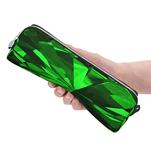 Estuche para lápices de gran capacidad con diamantes esmeralda, bolsa para bolígrafos, suministros de oficina para estudiantes, niñas y niños