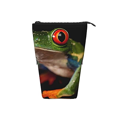 Estuche para lápices Treefrog de ojos rojos para niños niñas Estuche telescópico para lápices de pie Organizador de oficina universitaria