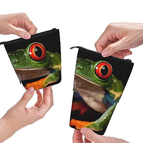 Estuche para lápices Treefrog de ojos rojos para niños niñas Estuche telescópico para lápices de pie Organizador de oficina universitaria