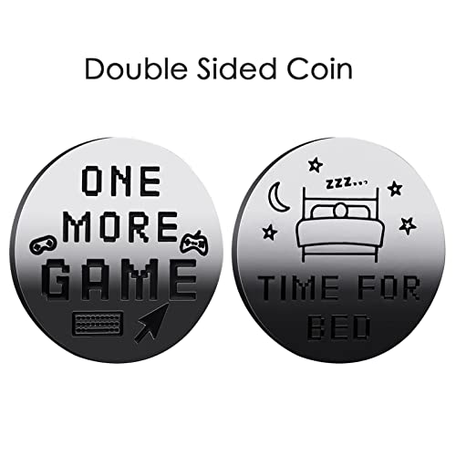 Eula Toma de Decisiones de Jugador Flip Coin | Moneda de Doble Cara 1 Juego más o IR a Dormir | Gaming Flip Coin para Adolescentes Boy Girl Gamer, Decision Maker Gifts