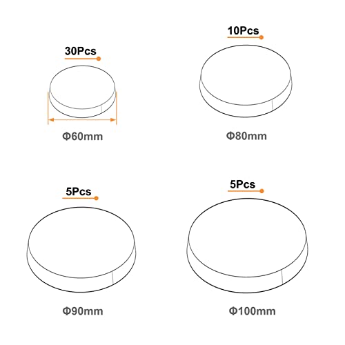 Evemodel Modelo de base redonda de 60 mm, 80 mm, 90 mm, 100 mm, base de plástico para mesa de arena, juegos de guerra, mesa con base mixta (50 unidades)