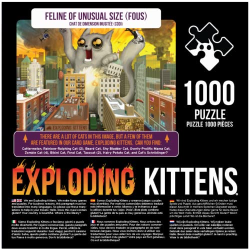 Exploding Kittens Jigsaw Puzzles for Adults - Feline of Unusual Size - 1000 Piece Jigsaw Puzzles For Family Fun & Game Night