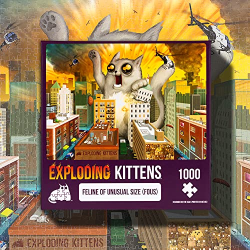 Exploding Kittens Jigsaw Puzzles for Adults - Feline of Unusual Size - 1000 Piece Jigsaw Puzzles For Family Fun & Game Night