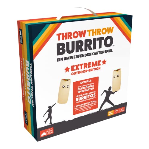 Exploding Kittens | Throw Throw Burrito Extreme Outdoor Edition | Juego de Fiesta | Juego de Cartas | 2-6 Jugadores | A Partir de 7 años | 15 Minutos | alemán