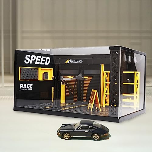 F Fityle 1/24 Diorama Car Garage Diorama Model, Shop Model, DIY Assembly DIY Toys, Display Scenery Model para Micro Landscape Gifts, con Tablero