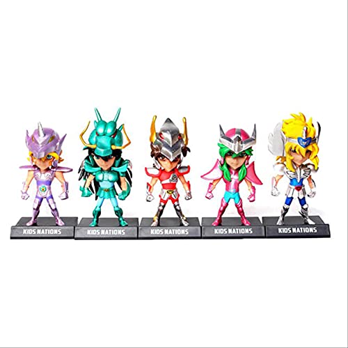 FABIIA 5Pcs/Lote Anime Saint Seiya Caballeros Del Zodiaco Shiryu Shun Jabu Hyoga Pvc Figura Colección de Figuras Modelo Juguetes Regalos 5Pcs C