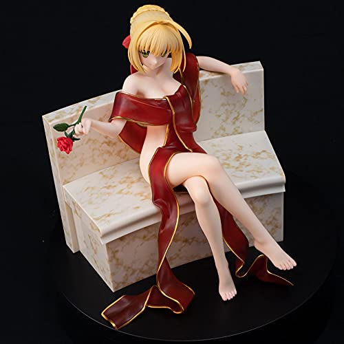 FABIIA Popular Crazy Desmontable 18 cm Anime Versión de Lujo Fate Stay Night Extra Red Saber Nero Claudius César Sentada Sentada Traítica Girls Figura de Acción Pvc Collection Ornament Doll Statue Mej