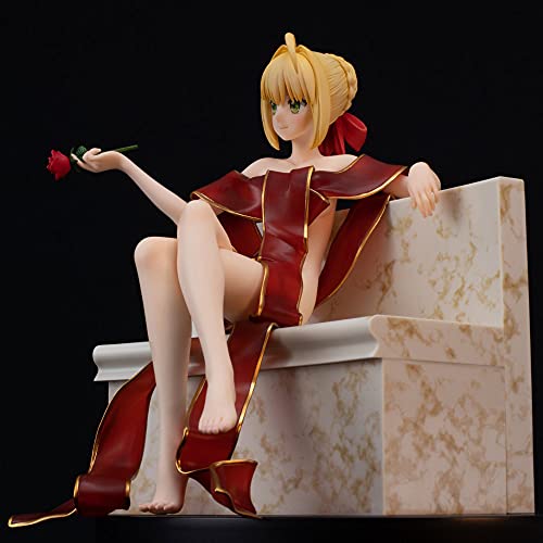 FABIIA Popular Crazy Desmontable 18 cm Anime Versión de Lujo Fate Stay Night Extra Red Saber Nero Claudius César Sentada Sentada Traítica Girls Figura de Acción Pvc Collection Ornament Doll Statue Mej