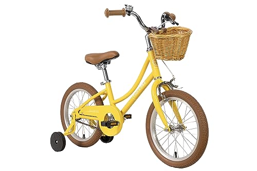 FabricBike Kids - Bicicleta con Pedales para niño y niña, Ruedines de Entrenamiento Desmontables, Frenos, Ruedas 12 y 16 Pulgadas, 4 Colores (Classic Honey, 16": 3-7 Años)