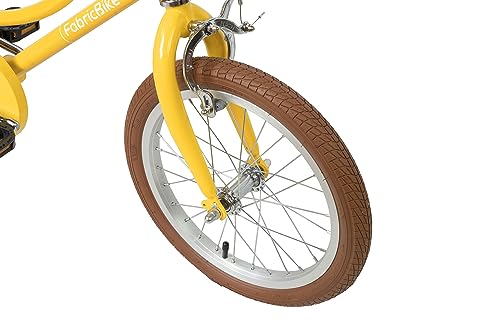 FabricBike Kids - Bicicleta con Pedales para niño y niña, Ruedines de Entrenamiento Desmontables, Frenos, Ruedas 12 y 16 Pulgadas, 4 Colores (Classic Honey, 16": 3-7 Años)