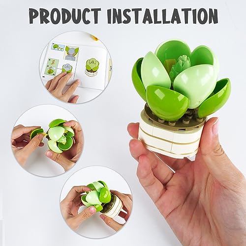 Faittoo Succulents Juegos de Construcción de Bonsái, Juguete Creativo de Bonsái de Flores, Juego para Adultos, Construye 12 Plantas Pequeñas, No Compatible con Lego (1095 Piezas)