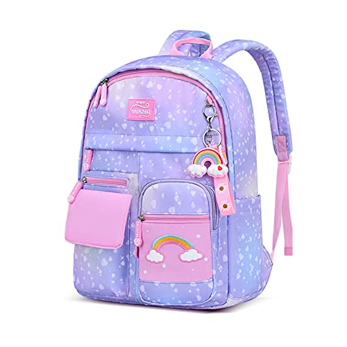 FANDARE Ultraligero Mochilas Infantiles Mochilas Escolares Mochilas Tipo Casual Niñas Mochilas Escolares para 1-3 Grado Estudiante Viaje Salida de Primavera Daypacks Impermeable Nylon Violeta