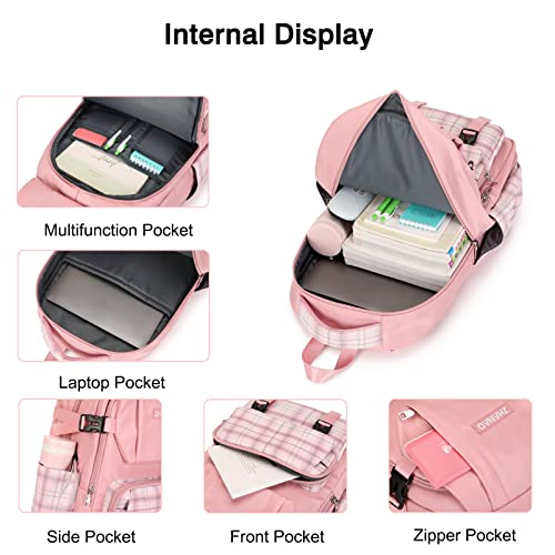 FANDARE Ultraligero Mochilas Tipo Casual Mochilas Escolares Bolsas Escolares Niñas Niños Mochilas Escolares para Adolescentes Estudiante Viaje Salida de Primavera Impermeable Poliéster Celosía gris